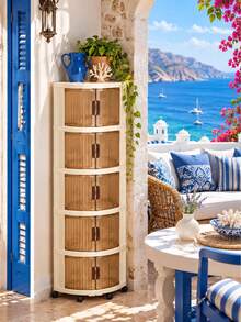 1pc 47cm/18.5in Wide Right Angle Fan-Shaped Plastic Storage Cabinet, Foldable Storage Box, Kitchen Dining Tableware Cabinet, Kitchen Storage Rack, Home Living Room Toy Cabinet Storage Rack, Gap Cabinet Organizer, Kitchen Gap Storage Cabinet, Christmas Gift, Storage Box, Underbed Storage Bin - Multicolor - View 3