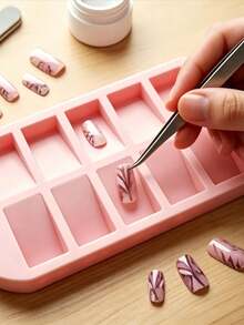 1pc Nail Art Tip Sorting Tray, Nail Tip Storage Organizer Rack, Professional Nail Artist Use, Suitable For Salon And Home Nail Art Supplies Display Rack,Manicure Christmas Gift - Multicolor - View 2