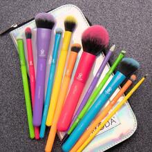 10pcs Makeup Brush Set, Neon Color, Holographic Travel Case Colorful Neon Light Vegan Set. Full Face And Eyes, Bold Expression - Multicolor - View 6