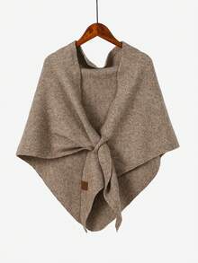 1PC Women's Camel Color Triangle Knit Shawl, Loose Fit, Cross Design, Simple And Elegant, Convenient To Carry, Suitable For Outdoor Travel, Commuting, Shopping And Other Occasions - Camel - View 9