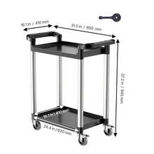 Utility Cart, 300 Lbs Load Capacity, 2-Tier Utility Plastic Cart With 360° Swivel Wheels (2 With Brakes), 24.4 X 16.1-Inch Food Service Cart For Warehouse, Office, Home, Restaurant, Kitchen - 14.7 Lbs - View 10