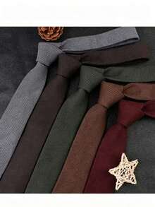 1 Plaid Wool-Blend Thickened Tie Vintage College Style Hand-Tied Tie Suitable For Street Daily Wear - Multicolor - View 2
