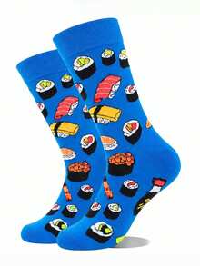 1/4 Pair Delicious Food Print Socks, Comfortable Breathable Mid-Calf Socks, Fun Daily Wear - Multicolor - View 12