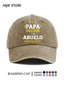 Vintage Washed Spanish Language Dad & Grandpa Print Baseball Cap, Adjustable Duck Bill Hat, Father's Day Gift For Men - A - View 14