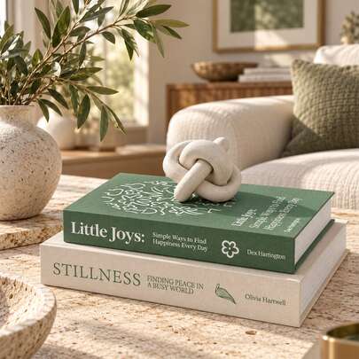2 piezas de libros decorativos beige-verde, libros decorativos para mesa de café, decoración del hogar moderna, para sala de estar, dormitorio y entrada