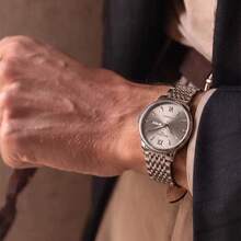 1pc Men's Mechanical Style Transparent Case Back Business Fashion Highly Attractive Wristwatch - Silver - View 4