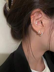 3件裝經典亮面立方鋯石精緻小耳環，適合女性婚禮與日常配戴，XS號耳釘，情人節生日送給女孩的禮物 - 三件套扭扭扣 - 查看 5