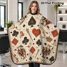 1pc Poker Suit Pattern Adult Haircutting Cape, Adjustable Neck Barber Apron, Lightweight Reusable Styling Cape, Suitable For Hair Salon And Home Hair Dyeing - Multicolor - View 3