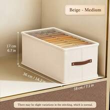 1pc Modern Oxford Cloth Storage Box, Upgraded Leather Handle, Rectangular, Multi-Functional, Home Clothing Storage, Suitable For Seasonal Wardrobe Organization, Underbed Winter/Spring Storage - Multi-color - View 12