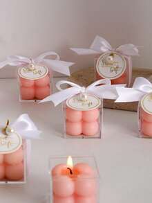 1組/5組/10組泡泡方塊香氛蠟燭套組，每組包含香氛蠟燭、透明盒、緞帶、卡片、珠飾、掛鉤，香調：，大豆蠟蠟燭，可愛房間裝飾，居家生活 - 均碼 - 查看 11