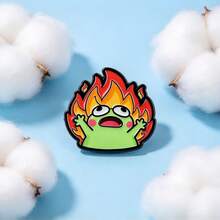 Funny Screaming Frog Enamel Pin, Cute Green Frog Surrounded By Fire Lapel Badge, Cartoon Meme Brooch For Backpack Jacket Hat, Fun Gift For Friends - Multicolor - View 6