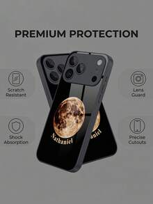 1件客製化姓名黑色背景月亮圖案液態TPU全包邊+鋼化玻璃材質防震防刮手機殼，適用於Apple Duo/18ProMax/17ProMax/16Pro/15/14Plus/13Pro/12ProMax/11/XsMax/8/7/6Plus以及S26Ultra/S25Plus/S24系列手機配件 - 黑色 - 查看 5