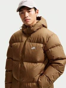 Nike Men's AS M NK CLUB Down HOOD Down Jacket - Thick Down Jacket - Short IM5557-270 - Brown - View 4