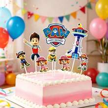 Paw Patrol Birthday Cake Decoration Set, Cartoon Cake Toppers, Birthday Party Supplies - Multi-color - View 4