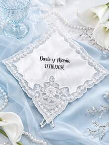 Personalized Bridal Handkerchief With Custom Name & Wedding Date, Elegant Lace Wedding Hanky, Keepsake Gift Box For Bride, Bridesmaids Gift - Multicolor - View 4