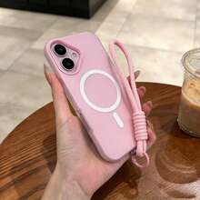 2PCS[Phone Case + Lanyard], Fresh Color Jelly 2-In-1 Magnetic Phone Case Compatible With Iphone 16 17 16e 17e, Matte Feel Anti-Drop Hard Shell Compatible With Iphone 15 14 13 11 16 Pro Max 17 Pro Max 18 Pro Max 12 - Baby Pink - View 5