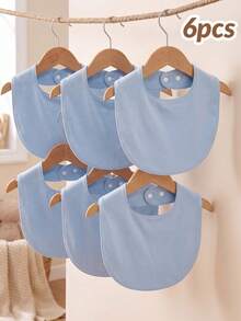 momscare 6pcs Baby Bibs Solid Color Series Minimalist Style Multi-Purpose Use Soft Comfortable Fabric Suitable For 0-3 Years Old Infants - Multicolor - View 1