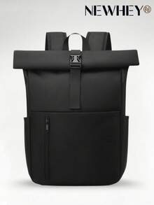 NEWHEY Men's Roll Top Backpack, Water Resistant Laptop Backpack, Large Capacity Casual Daypack For Business Commute Travel School - Black - View 1