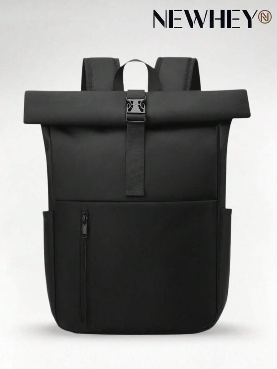 NEWHEY Men's Roll Top Backpack, Water Resistant Laptop Backpack, Large Capacity Casual Daypack For Business Commute Travel School - Black - View 1