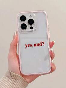 1件粉色英文「Yesand」個性化 2合1 極簡全包覆 TPU 防震手機殼，適用 Apple 18 17 16 15 14 13 12 11 Pro Max 保護殼 Air，兼容三星系列 - 彩色 - 查看 5