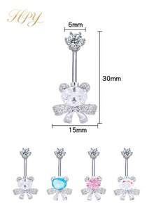 HPY905-Bowknot Colorful Rhinestone Bear Navel Piercing - Multicolor - View 4