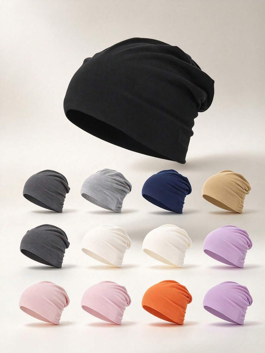 1pc Solid Black All-Match Versatile Beanie Hat, No Brim, Multi-Color Options, Versatile, Warm And Comfortable - Multicolor - View 1