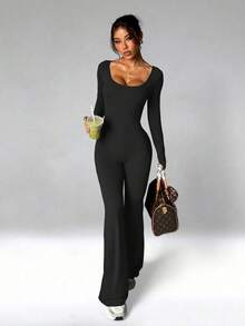 FWH Outdoor Yoga Jumpsuit, Pilates, Commuting, Dating, Brightening And Radiant. Black Spring Sports - Black - View 1