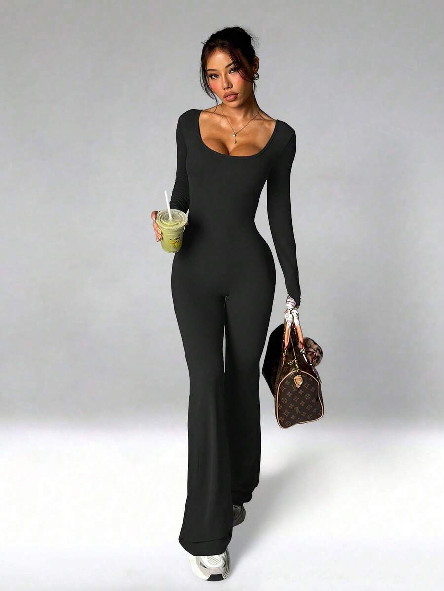 FWH Outdoor Yoga Jumpsuit, Pilates, Commuting, Dating, Brightening And Radiant. Black Spring Sports - Black - View 1