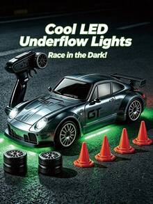 1:20 RC Drift Car, RC Sports Racing Car, One-Touch Light Control, Front And Rear Chassis Ambient Lights, Drift And Speed Tires, 2.4GHz Electronic Throttle Tuning, Suitable For Teenagers And Children As Halloween, Christmas, Easter, Birthday Holiday Gifts - Multicolor - View 6