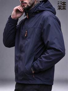 Mulinsen Men's Hooded Windbreaker Jacket, Outdoor Waterproof Hiking Coat With Multiple Zipper Pockets - Blue - View 2