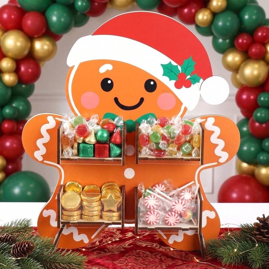 Christmas Tree Wooden Candy Display Stand Party Tabletop Atmosphere Decor Dessert Station Wooden Candy Rack Ornament - Multicolor - View 1
