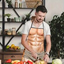 1Pc Popular Funny Realistic Abs Male Print Apron, Novelty Gag Style, Ideal For Home Cooking, Outdoor BBQ, Prank Party And Themed Event Costume - Multicolor - View 4