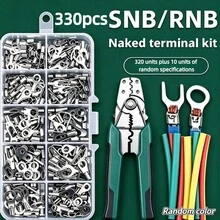 320pcs Electrical Connector Set, Includes Labor-Saving Precision Crimping Pliers And Heat Shrink Tubing, Mixed Cable Terminals Men's Tools, O-Ring Fork-Shaped Bare Cold-Pressed Terminals Automotive Parts, Suitable For Automotive Machinery, Automotive Parts, Marine Electrical Use, LED Light Connectors - RNB/SNB Series - View 16
