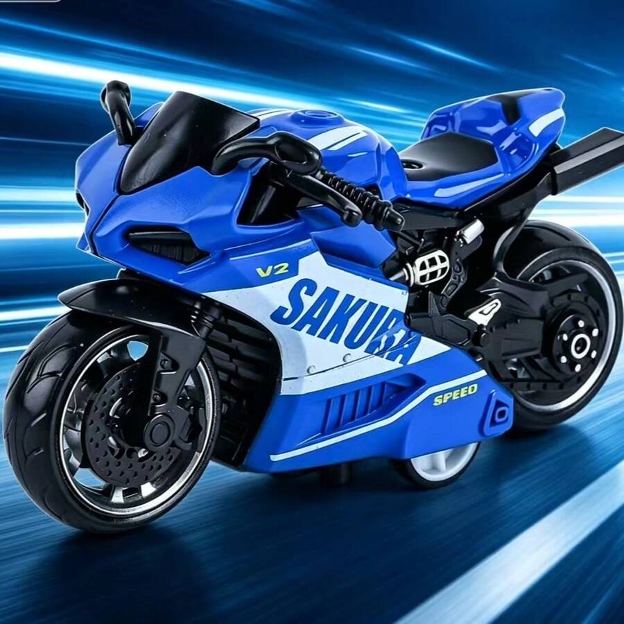 Children's Alloy Motorcycle Toy, Realistic Racing Motorcycle Model, Desktop Collectible Display Gift - Multicolor - View 1