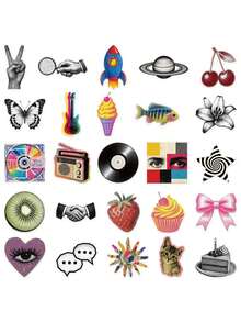 50 st transparenta klistermärken i Y2K-stil, scrapbooking- och junk journal-tillbehör, kreativa och estetiska dekorativa vattentäta klistermärken, lämpliga för mobilskal, surfplattor, mobiltelefoner, bärbara datorer, resväskor, bilar, anteckningsböcker och hjälmar - En-Storlek - Visa 2