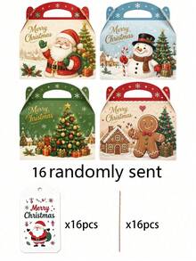 48/36/24/12/3pcs Santa Claus Gift Box Set, Christmas Tree & Snowman Print With Christmas Cards, Christmas Gift Packaging Handheld Boxes, Holiday Party Supplies, Christmas Gift Wrapping Boxes, Atmosphere Decor, Suitable For Christmas Tabletop Decoration & Gift Packaging - Multicolor - View 13