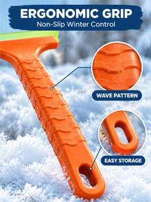 1/3pc 32cm Portable Car Ice Scraper, Ergonomic Non-Slip Handle, Plastic+PU Blade, T-Shaped 3-In-1 Snow Shovel, Wear-Resistant Blade, Removes Snow And Frost, Winter Car Windshield Snow Scraper, Suitable For Cars, Home, Garden - Snow Shovel - View 4