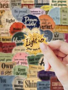 53Pcs Aesthetic Retro Positive Quote PET Stickers, Waterproof Inspirational Saying Decals, Journaling Scrapbook Sticker Set For Water Bottles Laptops Phone Cases Teens Adults - Inspirational Quotes - View 3