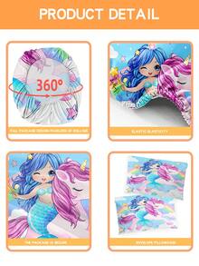 2/3PCS Cartoon Mermaid Unicorn Fitted Sheet Animal Print Bedding Set For All Seasons Twin/Full/Queen 100% Polyester Machine Washable - Multicolor - View 7