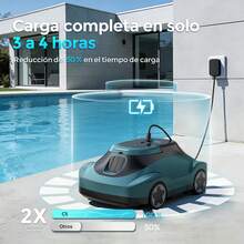 Automatic Cordless Pool Cleaning Robot, Robotic Pool Vacuum, 90-Min Runtime, INSE C5 - Navy Blue - View 7