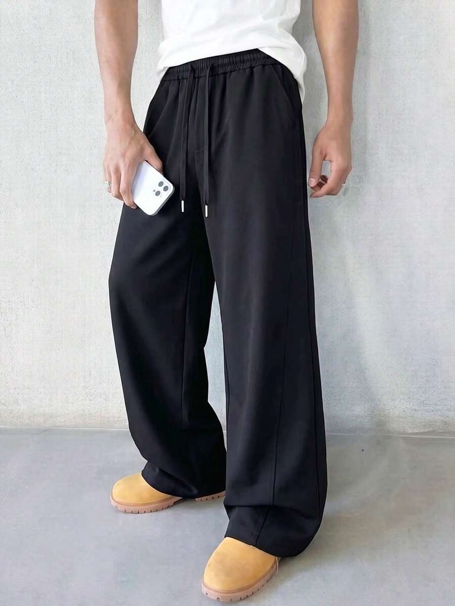 1pc 's Sweatpants, Men's Sports Pants, Elastic Waist, Back Pocket, 3D Stitching Design, Casual Sports Style, Machine Washable, Suitable For Outdoor, Daily Commute, Home Leisure, Campus Wear, Men's Casual Long Pants - Black - View 1
