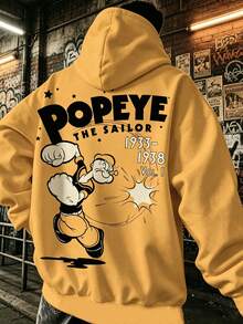 Plus Size Cartoon Pattern Casual Hoodie - Ginger - View 1