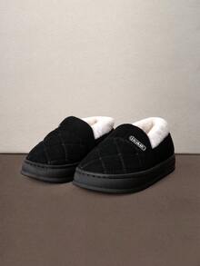 Hatastic New Thick Sole Warm Slip-On Slippers, Unisex Fluffy Indoor Home Shoes For Autumn/Winter - Black - View 1