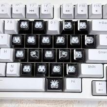 Pixel Rabbit Heart Keycaps 21 Keys DIY Cute Transparent Light-Transmitting PC Material Original Height Compatible With Mechanical Keyboards - View 7