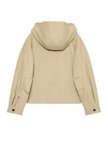 Fall Cropped Hoodies For Women Khaki Hooded Zip-Up Jackets Long Sleeve Going Out Utility Coat Drawstring Short Outerwear Autumn Jacket With A Hood - Khaki - View 6