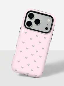 Minimalist Girly Style Heart 2-In-1 Thick Anti-Drop Phone Case Protective Cover Compatible With Apple 13 14 15 16 17 18 Pro Max A17 A15 A55 A56 A57 A07 S25 S26 - Multicolor - View 1