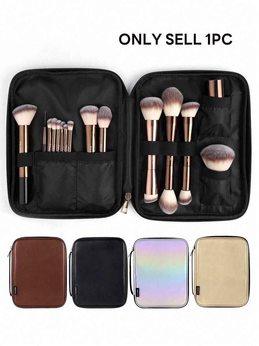 MAANGE Large Capacity Portable Travel Zippered Makeup Bag, Multi-Function Makeup Brush Storage Organizer Bag, Makeup Tools
