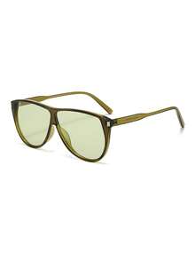 1 Pair Men's Oversized Frame Niche Design Casual Minimalist Fashion Outdoor Cycling Travel Vacation Glasses - Green - View 2