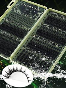 CMAYOME [Christmas Limited Edition]520/396/384PCS Multi-Specification Cluster False Eyelashes DIY Set, Spiky, Wheat, Cat Eye Styles Combination, 6-18mm Mixed Length, Segmented Design, Can Be Freely Matched According To Eye Shape And Makeup Style To Create Cartoon Big Eyes, Exquisite Cat Eyes, Fairy-Like And Daily Makeup Effects, Suitable For Home Application, Dates, Parties And Holiday Looks, Set Includes Eyelash Glue, Tweezers, Single-Head Brush For Easy Cluster Picking, Positioning And Organizing - Green - View 9