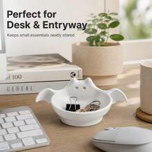 1PC Ghost Shape Storage Bowl, Desktop Organizer, Home Entryway Key Holder. Ideal For Desktop, Bathroom, Bedroom, Hallway, Office. Stores Keys, Candies, Jewelry & Small Sundries. Cute Ghost Desktop Decor, Multi-Functional Storage Bowl - Ghost Ornaments - View 1